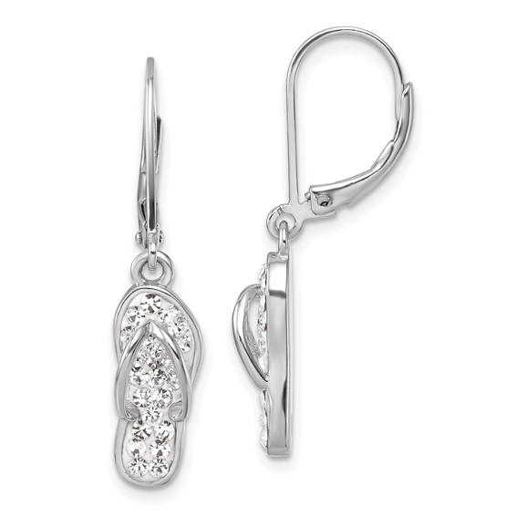 Sterling Silver Crystal Flip-Flop Earrings