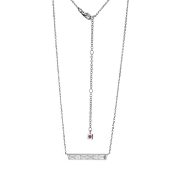 Elle - Sterling Silver - "Baguette" Bar Cubic Zirconia Necklace (16"+3")