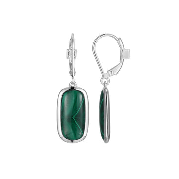 Elle - Sterling Silver - Allure Malachite Lever Back Earrings