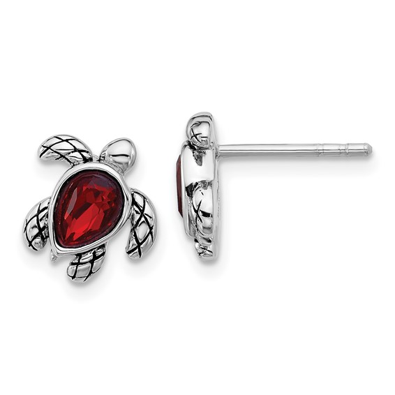Sterling Silver Crystal Teardrop Stud Turtle Earrings