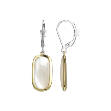 Elle - Sterling Silver - 18K Gold Plated "Allure" Mother of Pearl Drop Earrings
