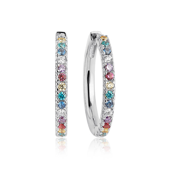Sif Jakobs - Sterling Silver - "Ellera Grande" Multicolored Cubic Zirconia Hoop Earrings