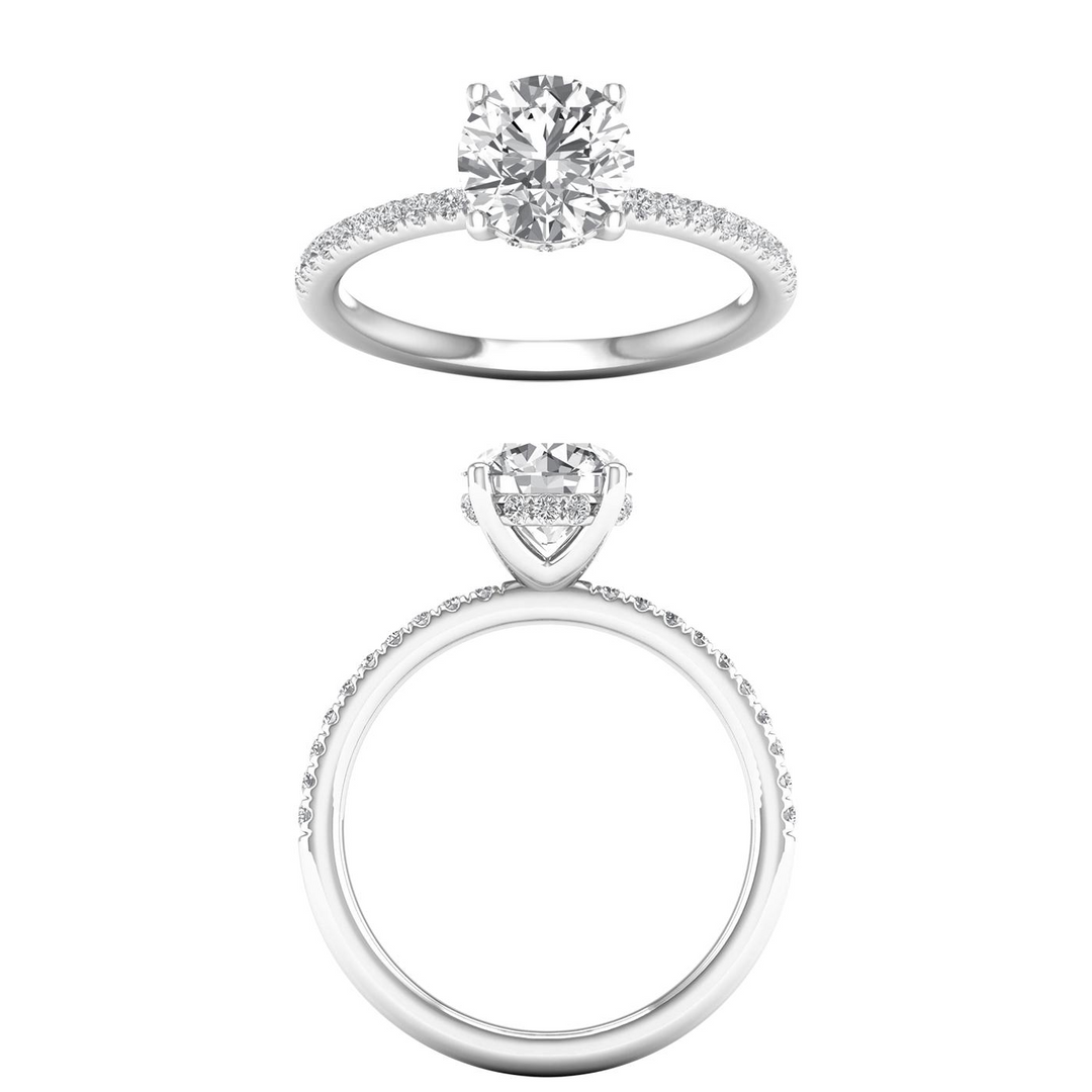 14k White Gold 2.25ct Lab Grown Diamond Halo Ring (Size 7)