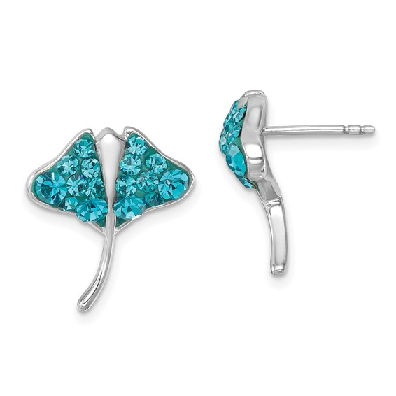 Sterling Silver Crystal Stud Sea Life Earrings