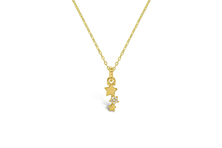 Stia Girl Sterling Silver 14K Gold Plated Cubic Zirconia Star 14-16" Necklace