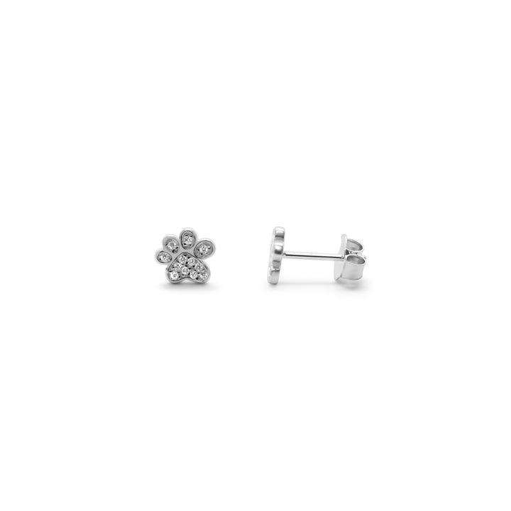 Stia Sterling Silver Silver Pave Cubic Zirconia Stud Earrings
