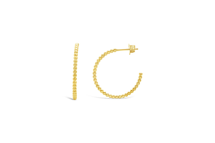 Stia Sterling Silver 14K Gold Plated 25mm Beaded Hoop Earrings
