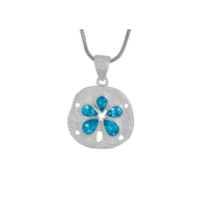 Exquisite Silver Sand Doller with Blue Topaz