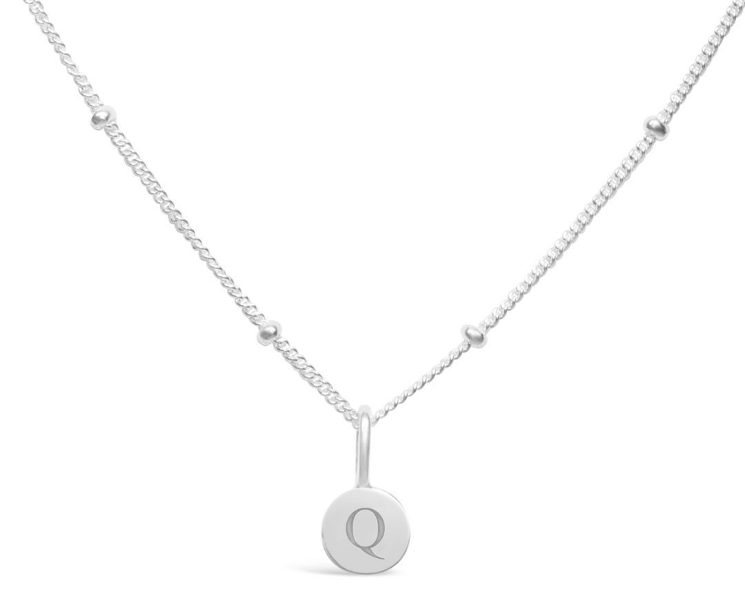 Stia - Sterling Silver - Silver Initial Q Disc Necklace 17"