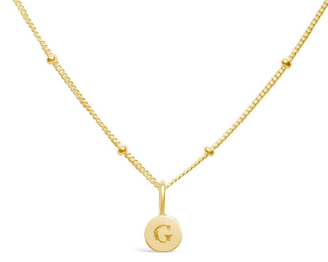 Stia Sterling Silver 14K Gold Plated Initial G 17" Disc Necklace