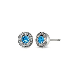 Kelly Waters - Sterling Silver - Simulated Blue Topaz Stud Earrings
