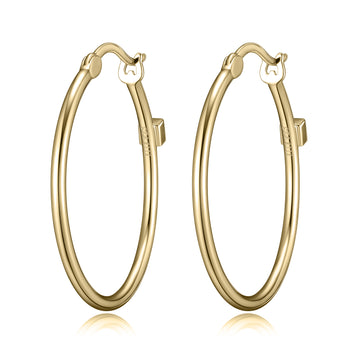 Elle - Sterling Silver - 18K Gold Plated 30mm Hoop Earrings