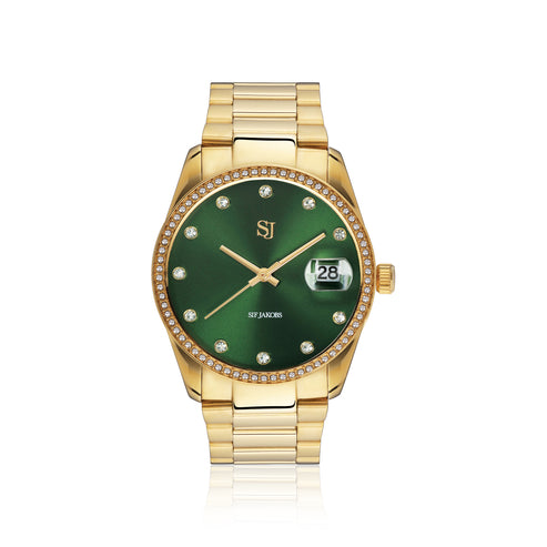 Sif Jakobs - Stainless Steel - 18K Gold Plated 'Aurora" Dark Green Dial Watch
