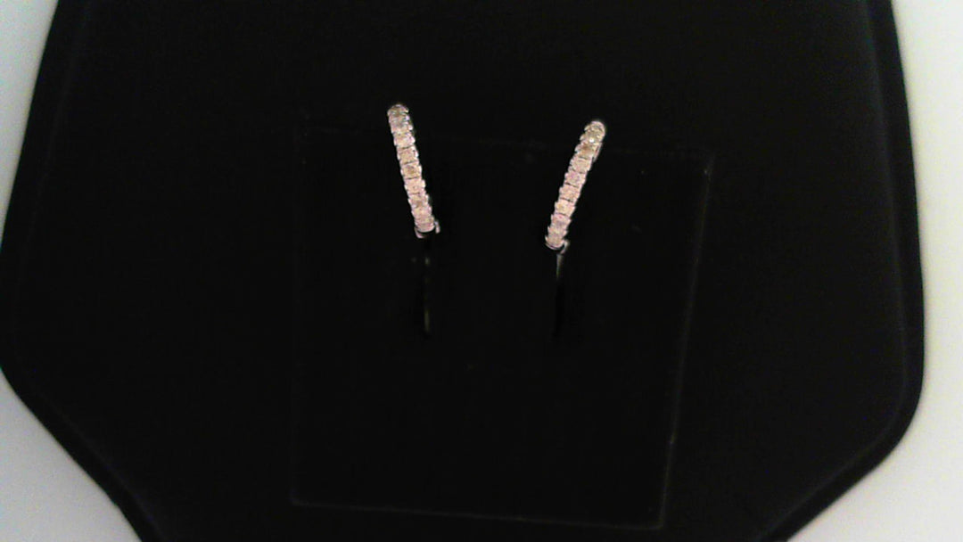 14k White Gold 1.00ct Diamonds Round Huggie Earrings