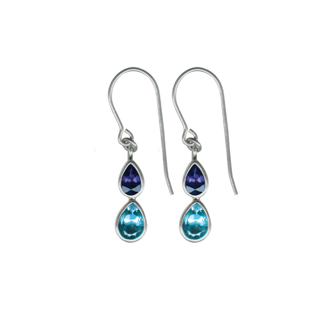 Sterling Silver Earring Hook With 2 Pear Stones