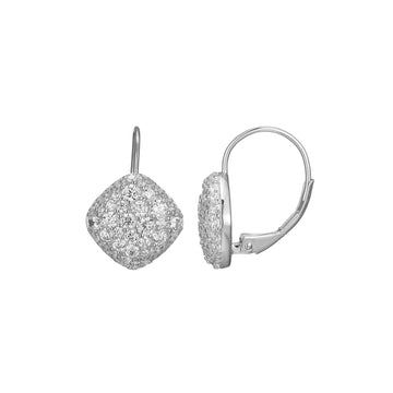 Elle - Sterling Silver - Glimmer Petite Diamond Shaped Cubic Zirconia Lever Back Earrings