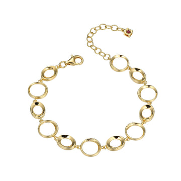 Elle - Sterling Silver - 18K Gold Plated "Swirl" Circle Bracelet (6.5"+1.5")