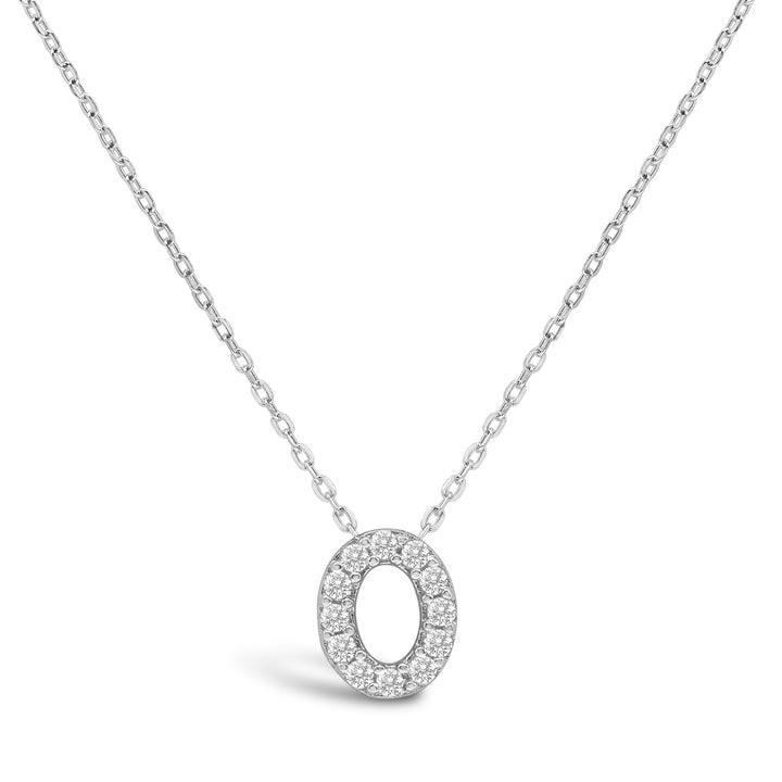 Stia - Sterling Silver - Silver Pave Initial O Cubic Zirconia 15-17" Necklace