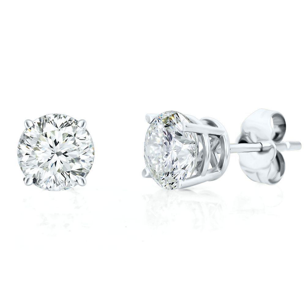 14k White Gold .75ct Diamonds Round Stud Earrings
