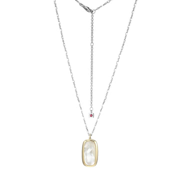 Elle - Sterling Silver - 18K Gold Plated "Allure" Mother of Pearl (Cable Chain 17"+3") Pendant
