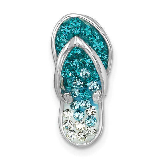 Sterling Silver Crystal Flip-Flop Pendant