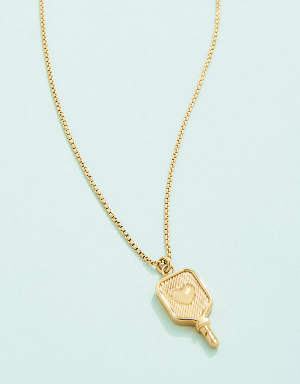 Stainless Steel 14K Gold Plated Pickle Ball Necklace