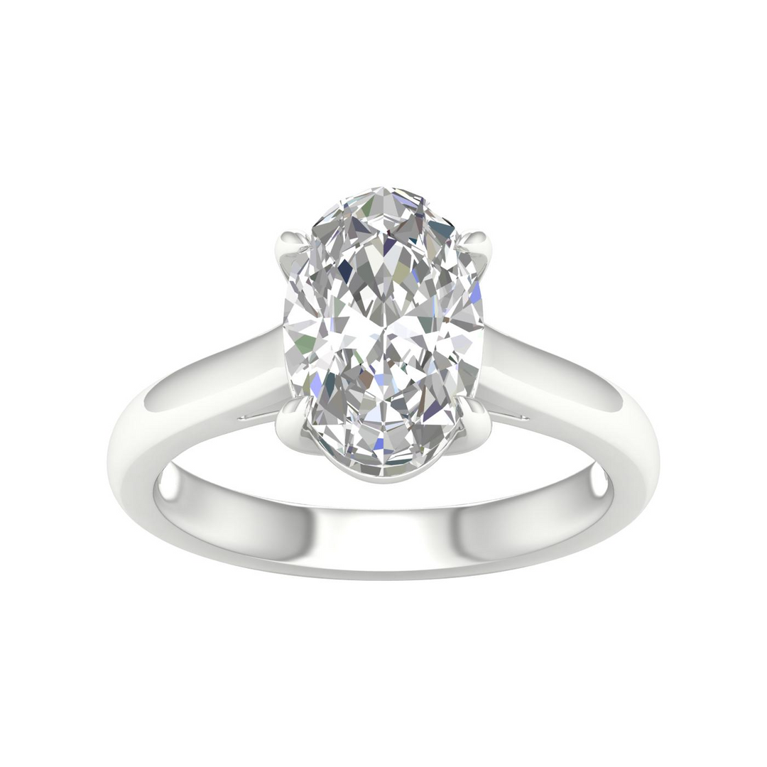 14k White Gold 3.00ct Lab Grown Diamond Oval Ring (Size 7)