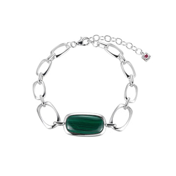 Elle - Sterling Silver - "Allure" Malachite Bracelet (6.5"+1.5")