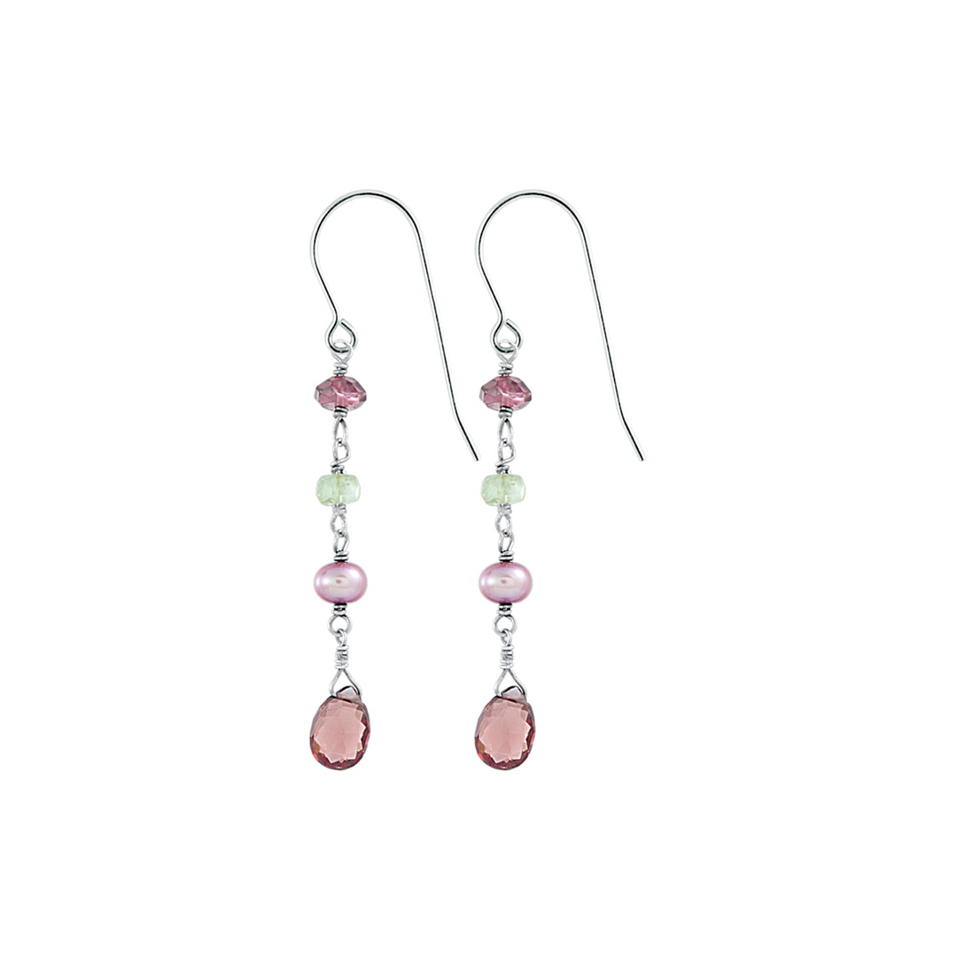 Sterling Silver Multi-Stone Dangle Earrings