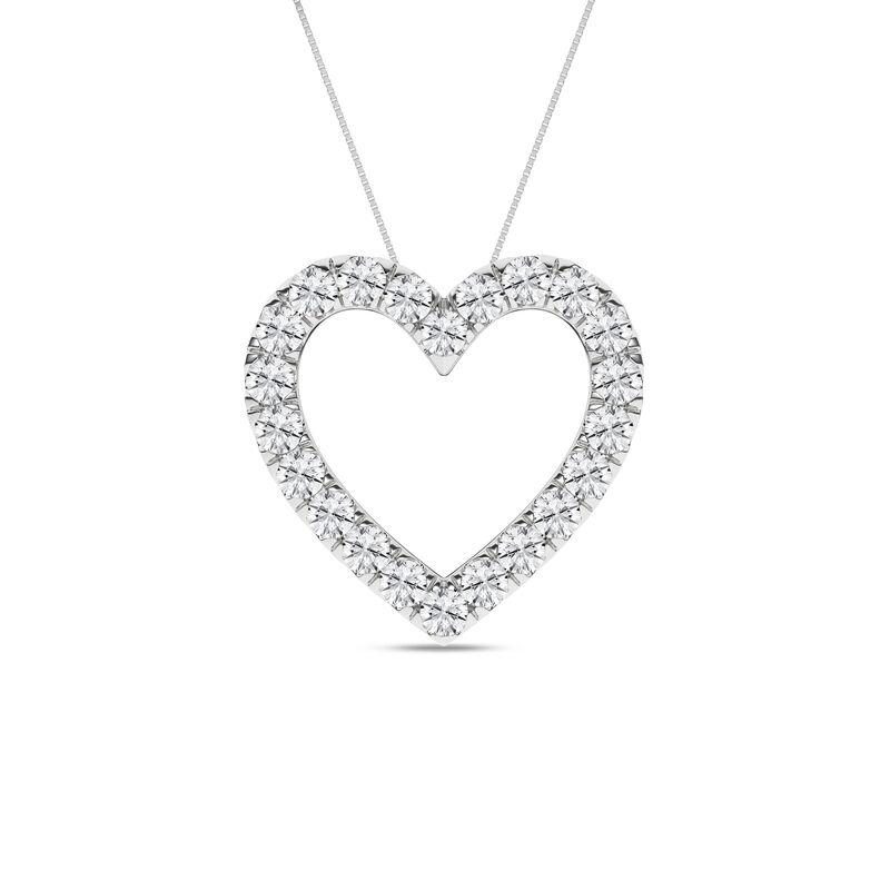 14k White Gold Heart 1.00ctw Lab Diamond Pendant