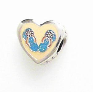 Pandora - Sterling Silver - "Ocean City NJ" - Enamel Heart Flip-Flop Charm