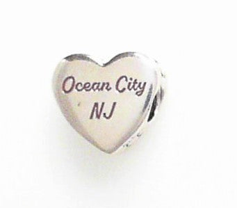 Pandora - Sterling Silver - "Ocean City NJ" - Enamel Heart Flip-Flop Charm