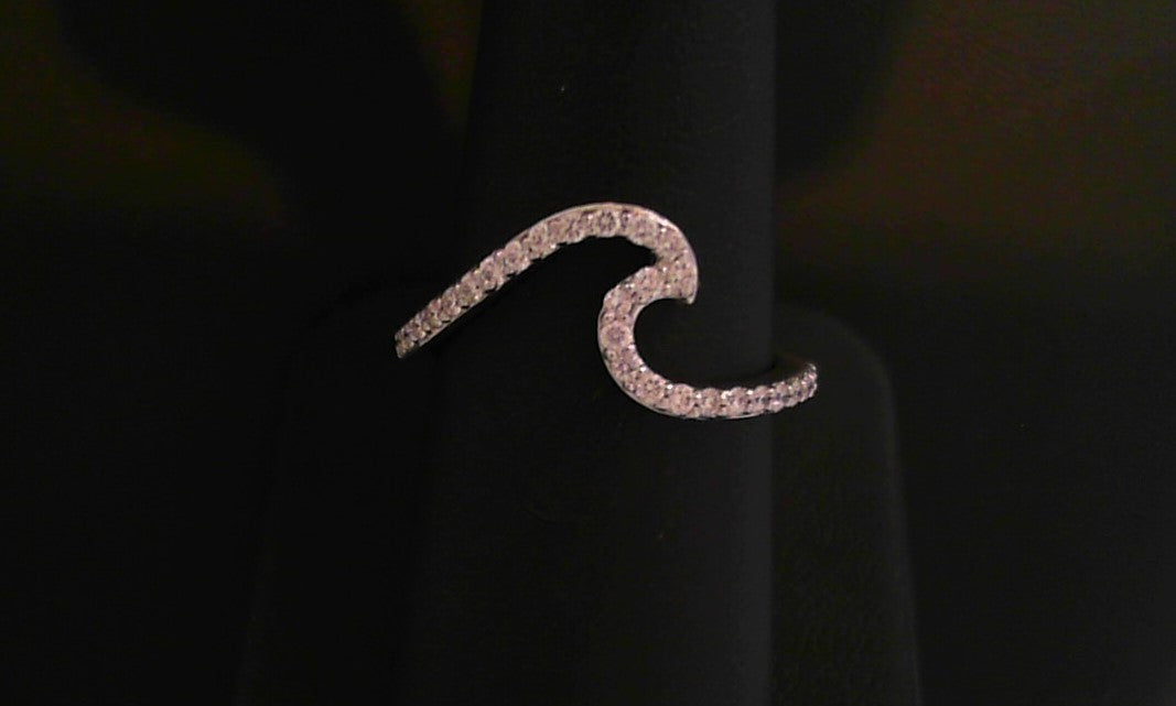 14k White Gold 0.30ct. Natural Diamond Wave Ring 7