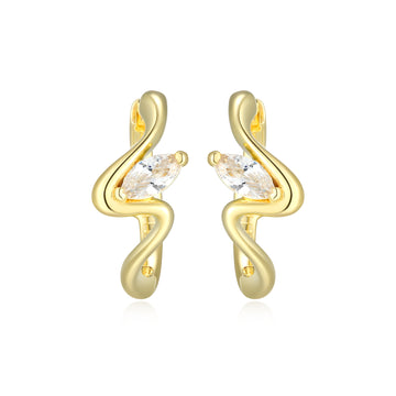 SS GP WHITE CZ WINK HOOPS