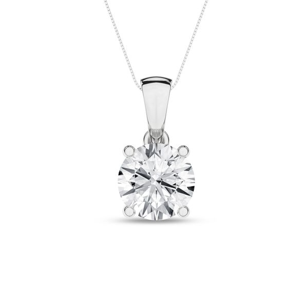 14k White Gold Solitaire Round 2 ctw Lab Diamond Necklace