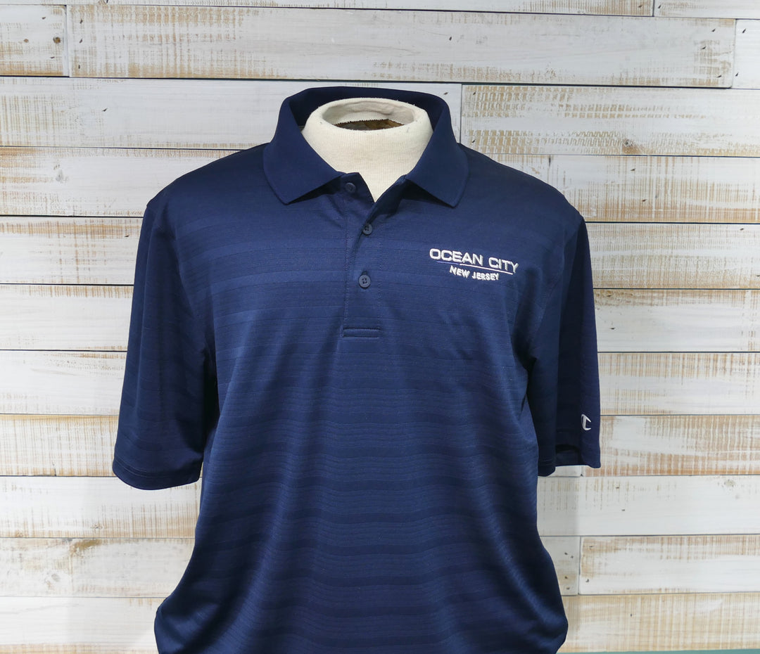 CHAMPION - Short Sleeve Textured Men Polo Shirt - Navy