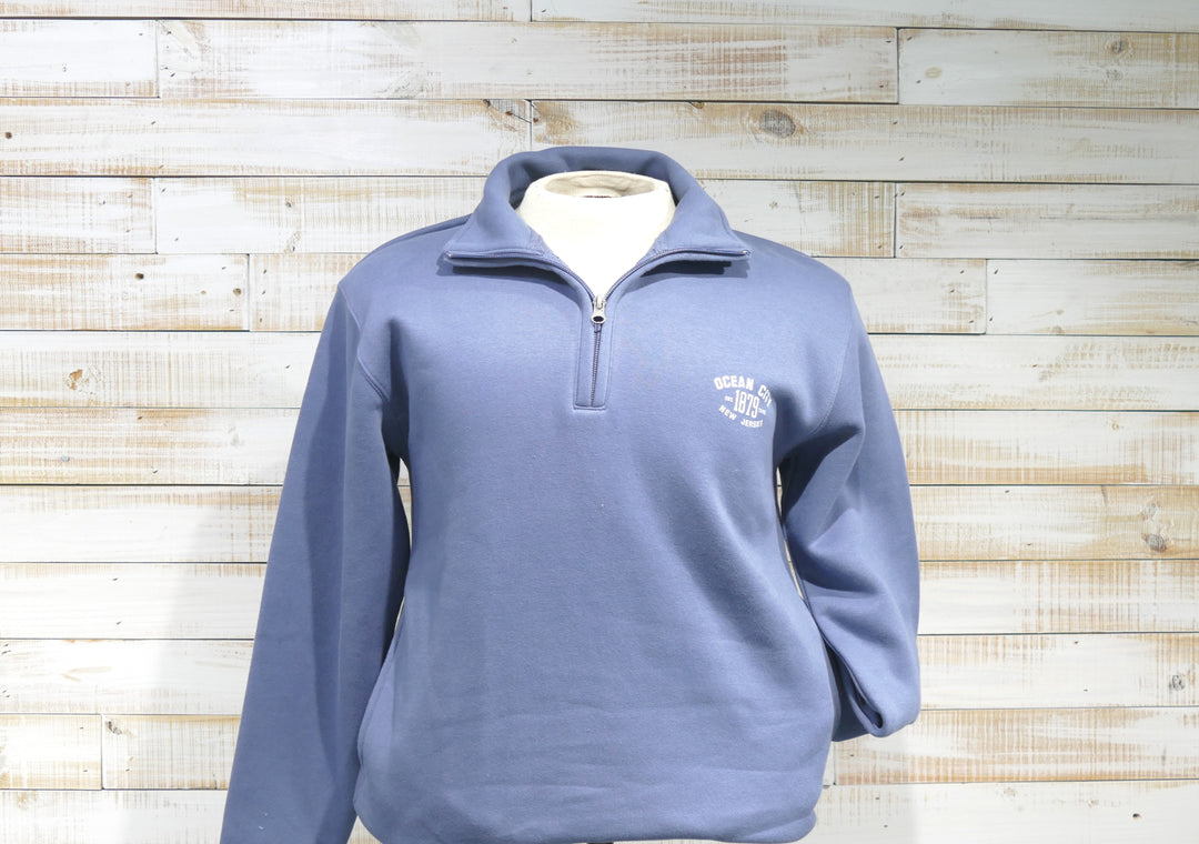 Long Sleeve 1/4 Zip Cadet Collar OC Sweatshirt - Blue (Large)