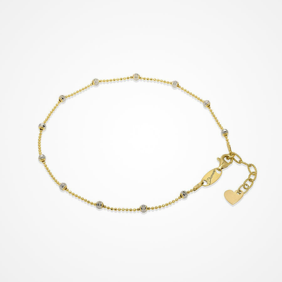 Desmos - Sterling Silver - Two Tone Bead Anklet 9"