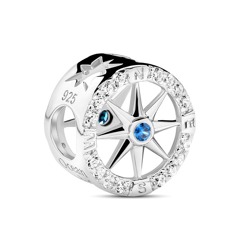 Ocean - Sterling Silver - Sapphire Cubic Zirconia Compass Bead Charm