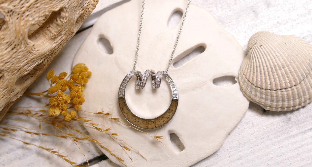 Dune - Sterling Silver - Silver Spindrift Natural Diamond Ocean City Beach Sand Statement Necklace