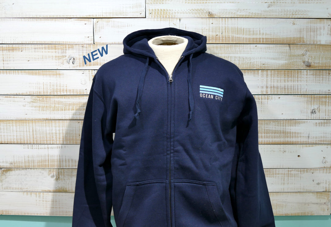 Gear - Long Sleeve Full Zip Hooded Sweatshirt - Navy (Medium)