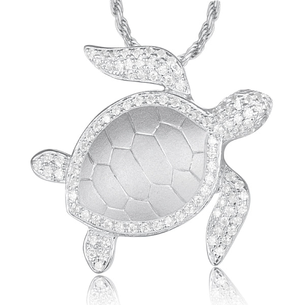SS Pave CZ Honu Pendant
