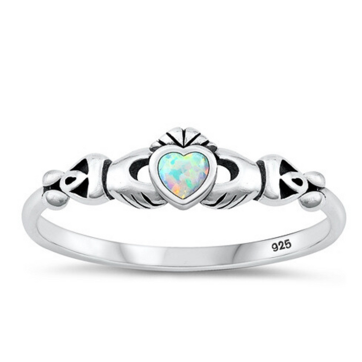 SS White Opal Tiny Claddagh Ri