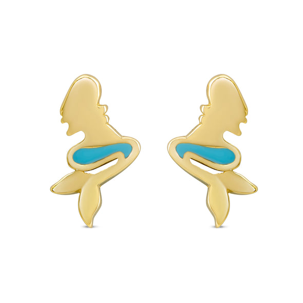 Mermaid Stud Earrings in 18k G
