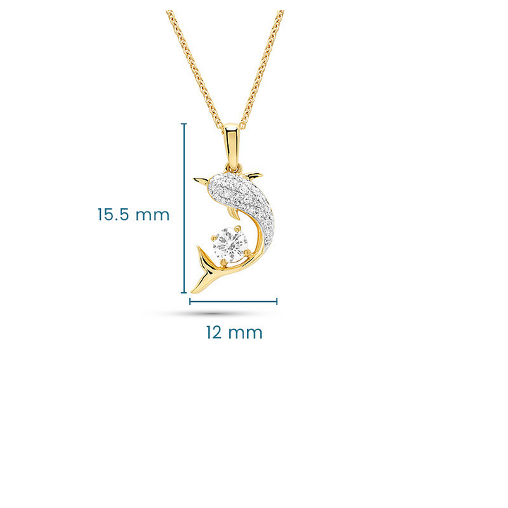 14kt Gold Lab Diamond Dolphin