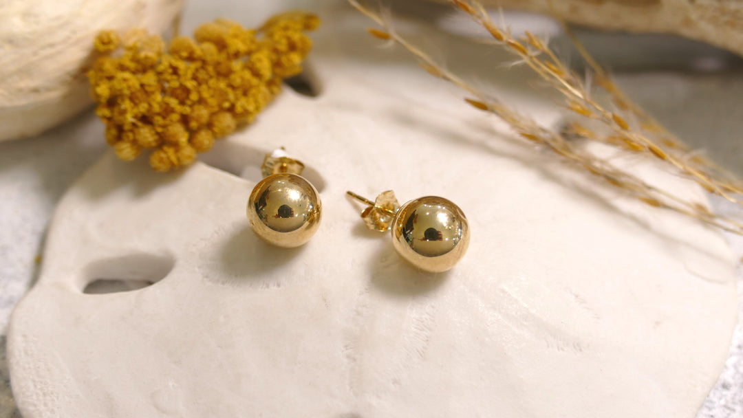 14KY Ball Post Earrings - 8MM
