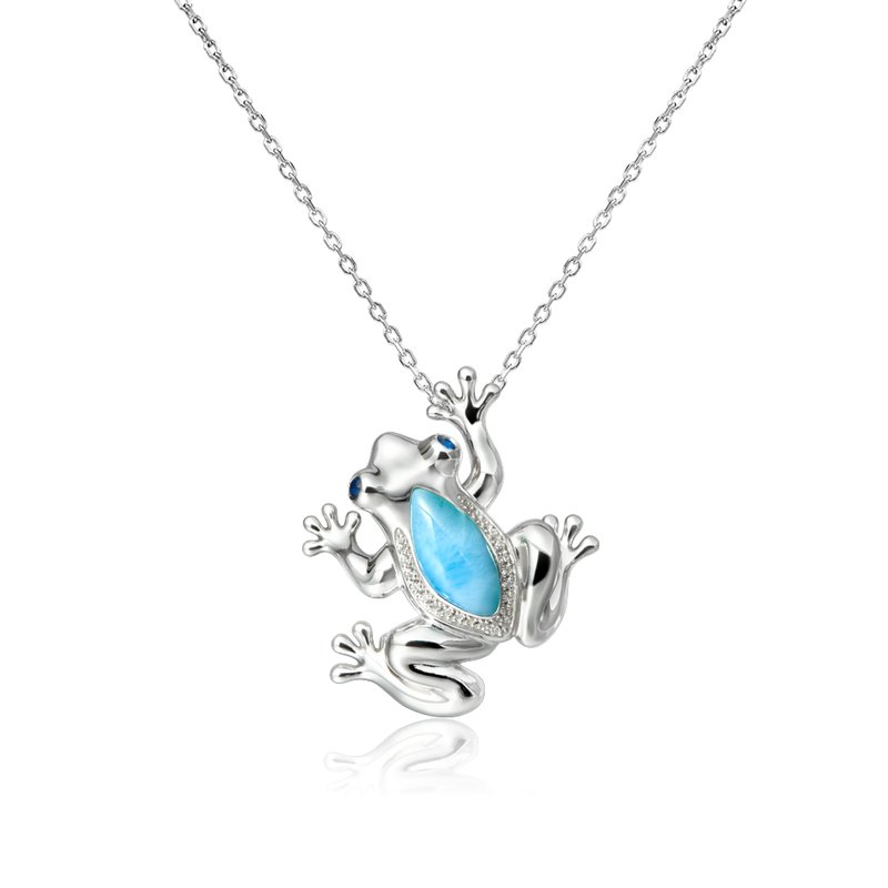Sterling Silver - Frog Larimar Pendant