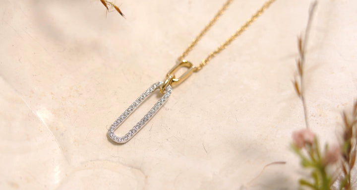 14k Yellow Gold Diamond 0.19ct Paperclip Necklace