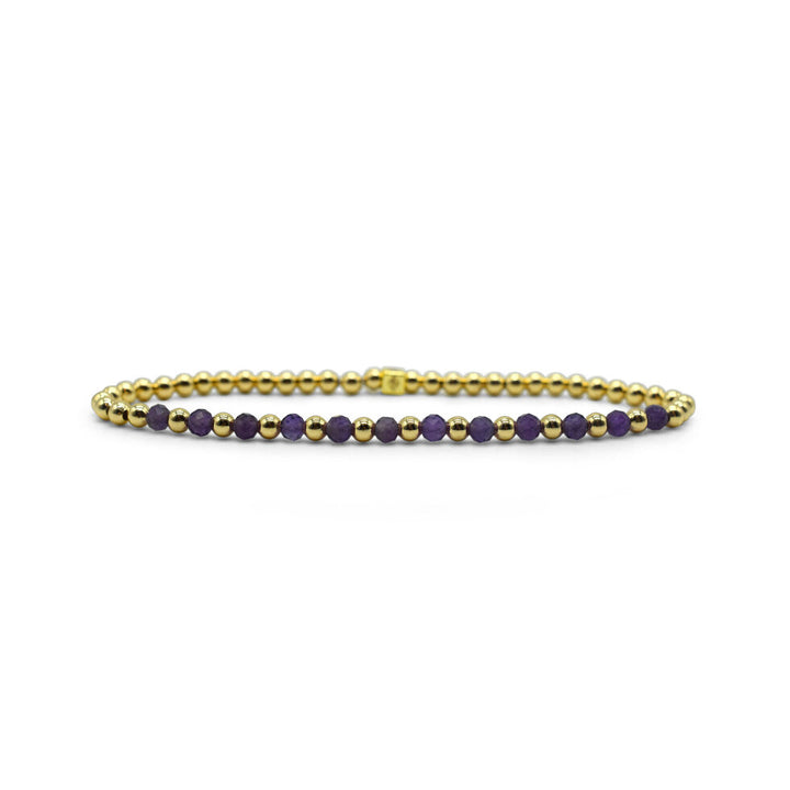 Skylar Paige Tila Bead Gold Morse Code Amethyst Stretch Bracelet
