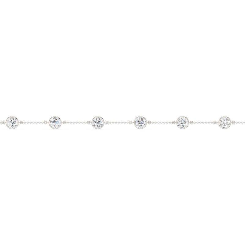 14k White Gold Station Bezel 2.00ctw Lab Diamond Chain Bracelet